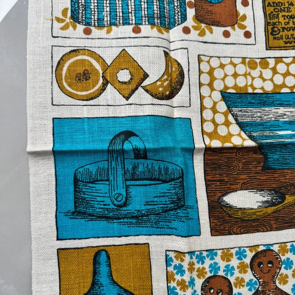Sandy Parsons Vintage Gingerbread Tea Towel Baking Retro Kitchen Cookies Kitschy